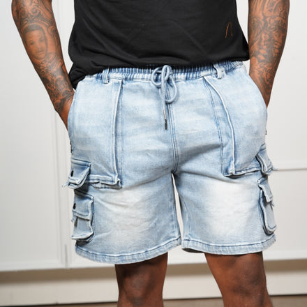 E 3 TACTICAL CARGO SHORTS (LIGHT BLUE